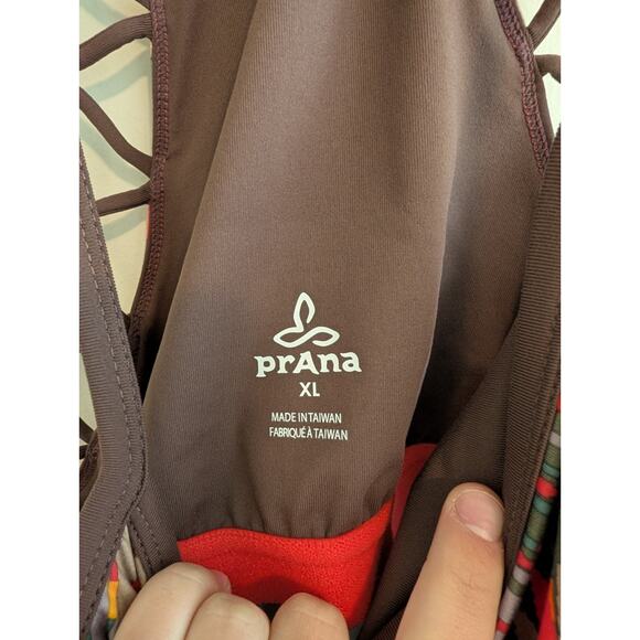Prana Ardor Dress Racerback Built In Shelf Bra Red Brown Carmine Desert Geo Xl - Picture 4 of 11
